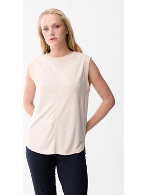 Love My Body  Ribana Detaylı Kolsuz Bluz Bej 115LO025000