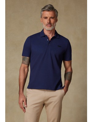 Abbate Royal Pike Pamuklu Comfort Fit Lacivert Polo Yaka Erkek Düz Polo Shirt
