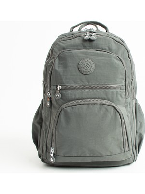 Store Sanmorris Unisex Suya Dayanıklı Krinkıl Kumaş Çok Gözlü Orta Boy Laptop Okul ve Sırt Çantası