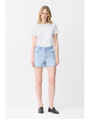 adL  Yırtmaç Detaylı Denim Şort Mavi 17046864000