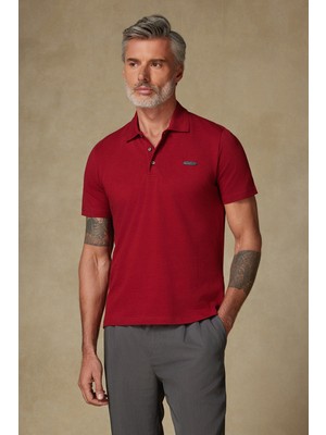 Abbate Royal Pike Pamuklu Comfort Fit Bordo Polo Yaka Erkek Düz Polo Shirt