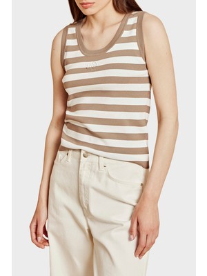 Brooks Brothers Çizgili Bisiklet Yaka Atlet Bayan Atlet BBSS26FKT010444
