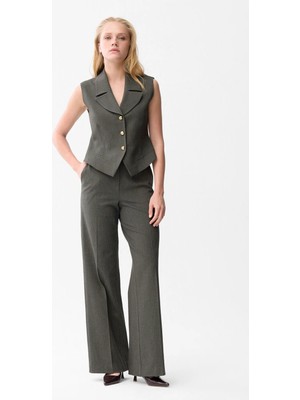 Love My Body Cepli Bol Paça Cotton Pantolon Haki 153L9470002