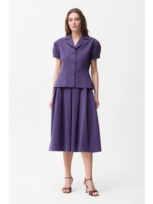 adL  Pileli Midi Etek Mor 12742610009