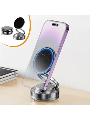 Buffer® Vakumlu Manyetik Telefon Tutucu - Güçlü Vakum 360° Döner Araç Içi Telefon Standı, Ultra Sabit Manyetik Destekli Mobil Cihaz Aparatı