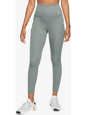 Nike One Training Novelty Dri Fit High Rise 7/8 Leggings 2 Cepli Yüksek Belli Kadın Antreman Taytı Yeşil