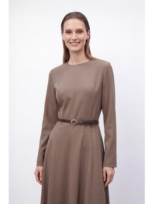 Puane Kadın Kemerli Maxi Elbise 12695