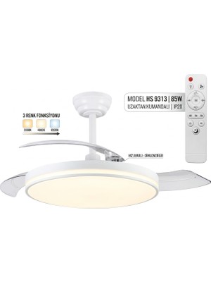 Helios Opto Hs 9313 85 W 3 Pervaneli Tavan Vantilatörü Gizli Pervane ile Yüksek Performans Sağlar
