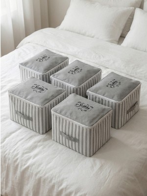 Empressco Textile Sweet 5li Küçük Boy Gri Çizgili Baza Altı Çoraplık Hurç Hurç 30X22X18 - Fiyatı, Yorumları