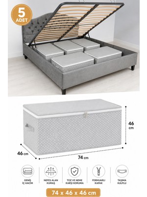 Empressco Best Concept 5 Adet- Gri Puantiye Baskılı Kulplu Mega Hurç 74X46X46 cm - Fiyatı, Yorumları