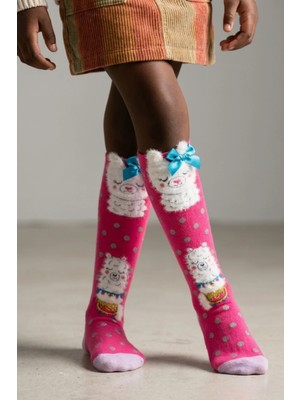 Bony Socks Kurdeleli Lama Desenli Çocuk Dizaltı Çorap