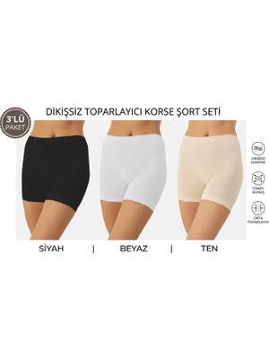 3'lü Nbb Dikişsiz Yüksel Bel Uzun Şort Karışık Renk