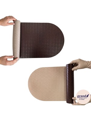 Grand Fine Art 1 Adet Deri Mini Runner-Klavye Altlığı-Masa Matı-Masa Sümeni -Çok Amaçlı Kullanım Örgü Desenli