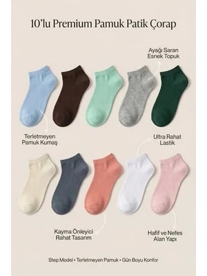 Bony Socks Kadın 10'lu Renkli Step Çorap