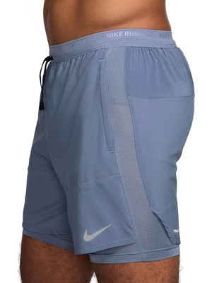 Nike Dri-Fıt Stride Mens Running Short Taytlı Reflektörlü Hybrid Erkek Koşu Antreman Şort Mavi