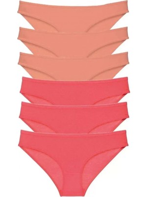 Marsilyan 6 Adet Süper Eko Set Likralı Kadın Slip Külot Pudra Fuşya