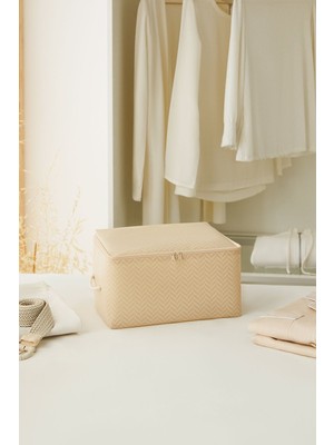 Empressco Ocean Home Textile Küçük Boy Bej Balıksırtı Baza Altı Valiz Düzenleyici Hurç 30X22X18 - Fiyatı, Yorumları