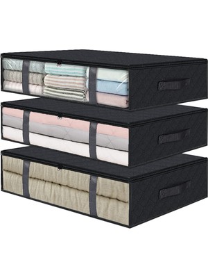 Empressco Rekhome 3 Adet Pencereli Siyah Baza Altı Yastık Yorgan Kazak Hurcu / 60X45X15 - Fiyatı, Yorumları