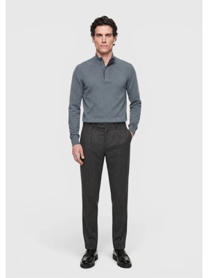 Ramsey Kahverengi Düz Dokuma Modern Fit Casual Pantolon