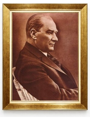 Mustafa Kemal Atatürk Şık Takım Elbiseli Profil Tablo Altın Çerçeve