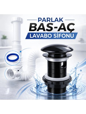 DESIPHON Parlak Bas-Aç (Pop-Up) Lavabo Gider Süzgeç Sifonu – Lavabo Gider Borusu Dahil