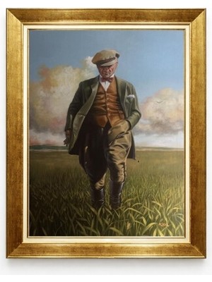Atatürk Tablo Tarlada Yürüyen Atatürk Portresi Yağlı Boya Görünümlü Dekoratif Tablo