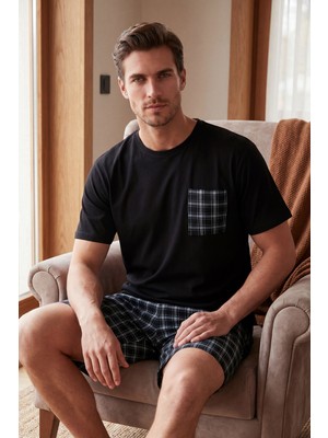 Buratti Kareli Pamuklu Regular Fit Şortlu Pijama Takımı Erkek Pijama Takımı 6572021