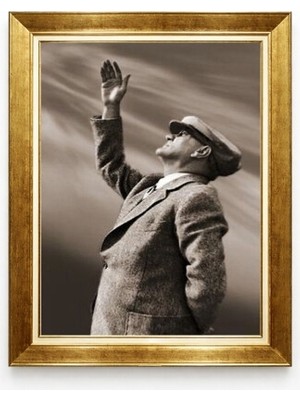 Atatürk Kasketli Sepya Tonlu Çerçeveli Tablo