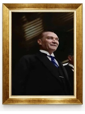 Atatürk Kanvas Tablo - Siyah Ceketli Karizmatik Portre - Dekoratif Duvar Tablosu