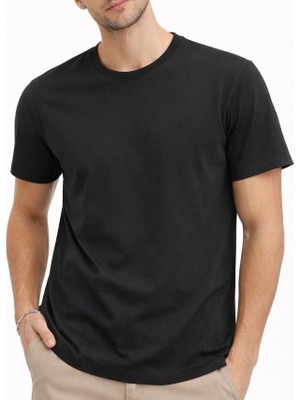 Evrenial Erkek Bisiklet Yaka Yazlık Kısa Kol Düz Tişört Regular Kalıp T-Shirt