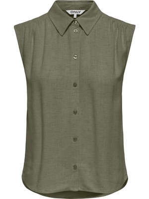 Only Onlsiesta Keten Karışımlı Regular Fit Klasik Yaka Bluz Bayan Bluz 15367416