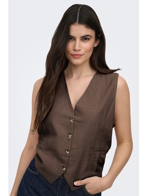 Only Onltizana % 100 Pamuk Regular Fit V Yaka Yelek Bayan Yelek 15337097