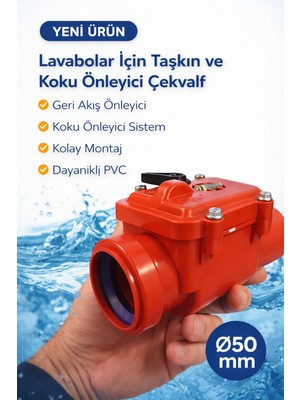 DESIPHON Lavabo Gideri Için Ø50 mm Pis Su Çekvalfi Koku ve Taşkın Önleyici Pvc Gider Çekvalf