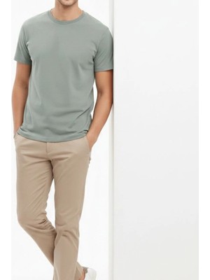 Evrenial Erkek Bisiklet Yaka Yazlık Kısa Kol Düz Tişört Regular Kalıp T-Shirt