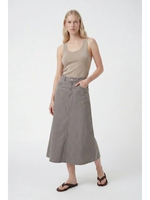 Masha Kate Evaze Denim Midi Etek