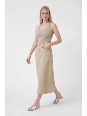 Masha Kate Evaze Denim Midi Etek