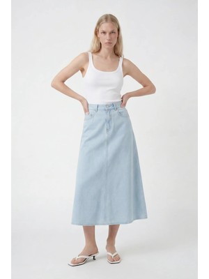 Masha Kate Evaze Denim Midi Etek