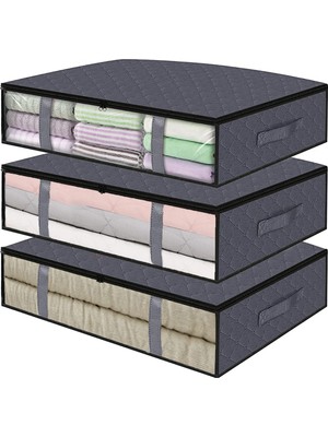 Empressco Rekhome 3 Adet Pencereli Gri Baza Altı Yastık Yorgan Kazak Hurcu / 60X45X15 - Fiyatı, Yorumları
