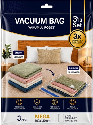 Empressco Sharı Vakumlu Hurç Seti 3 Lü – 3 Adet Mega Boy (100X130 Cm) Vakum Poşeti - Fiyatı, Yorumları