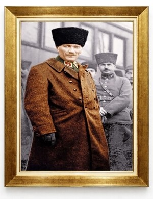 Atatürk Kalpaklı Tablo Istiklal Temalı Çerçeveli