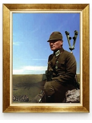 Atatürk Kocatepe Tablosu Altın Varaklı Çerçeveli - Başkomutan Mustafa Kemal Atatürk Portresi