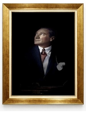 Atatürk Siyah Arka Plan Aydınlık Gelecek Temalı Çerçeveli Tablo