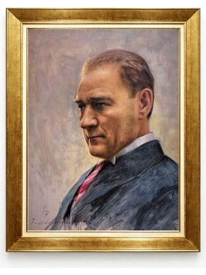 Mustafa Kemal Atatürk Klasik Portre Tablo - Altın Varaklı Çerçeveli Yağlı Boya Görünüm