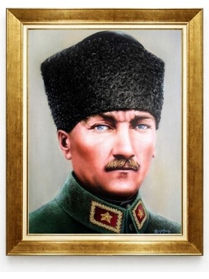 Atatürk Kalpaklı Tablo - Milli Mücadele Temalı Yağlı Boya Görünümlü Kanvas Tablo - Atatürk Duvar Dekorasyonu