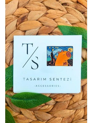 Tasarım Sentezi Rozet Metal Broş Kapibara Tablo Van Gogh Enamel Hayvan Yaka Çanta Kıyafet Şapka Aksesuar Hediye