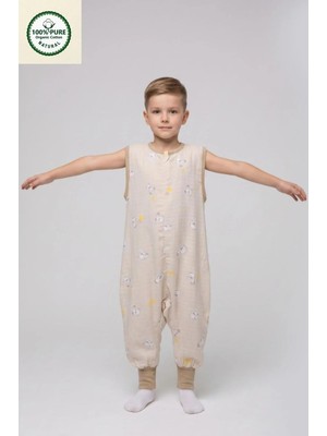 Cantoy Müslin Geniş Askılı Bebek Çocuk Uyku Tulumu %100 Pamuk Natural 0.5 Tog