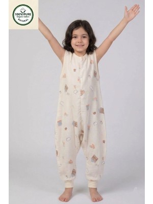 Cantoy Müslin Geniş Askılı Bebek Çocuk Uyku Tulumu 0.5 Tog %100 Pamuk Natural