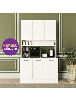 HOMECONOM Armonia Kahve Köşesi 120 cm Parlak Beyaz Mdf Lam