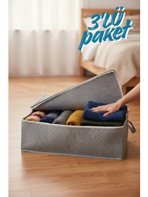 Empressco Demiroğlu Ev Tekstil Keçe Gri Baza Altı Düzenleme Hurcu, 60X45X22CM, Kalın Fermuar ve Kulplu Dizayn - Fiyatı, Yorumları
