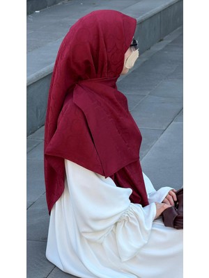 Qalortex Scarf Premium Jakarlı Mira B.boy Eşarp -Bordo